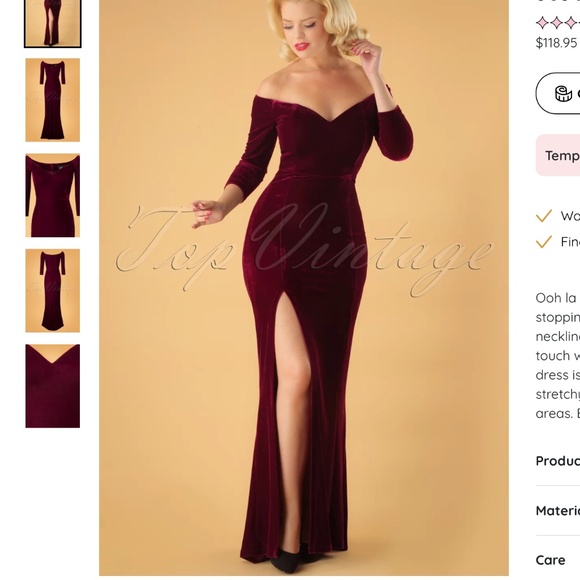 Collectif clothing 50s Anjelica Velvet Maxi Dress in Wine Medium uk12 - Picture 1 of 7